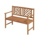 Owlyin Two-Person Acacia Garden Bench, Patterned Backrest with Curved Arms and Slatted Wood Seat