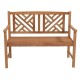 Owlyin Two-Person Acacia Garden Bench, Patterned Backrest with Curved Arms and Slatted Wood Seat