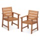 Honhorrs Pair of Hardwood Patio Armchairs, Slatted Seats and 102-Degree Backs with Crossbar Support