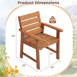 XVX Pair of Hardwood Patio Armchairs, Slatted Seats and 102-Degree Backs with Crossbar Support