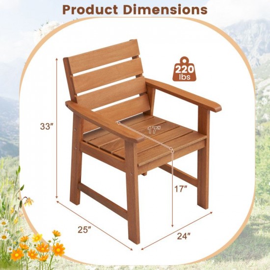 Honhorrs Pair of Hardwood Patio Armchairs, Slatted Seats and 102-Degree Backs with Crossbar Support