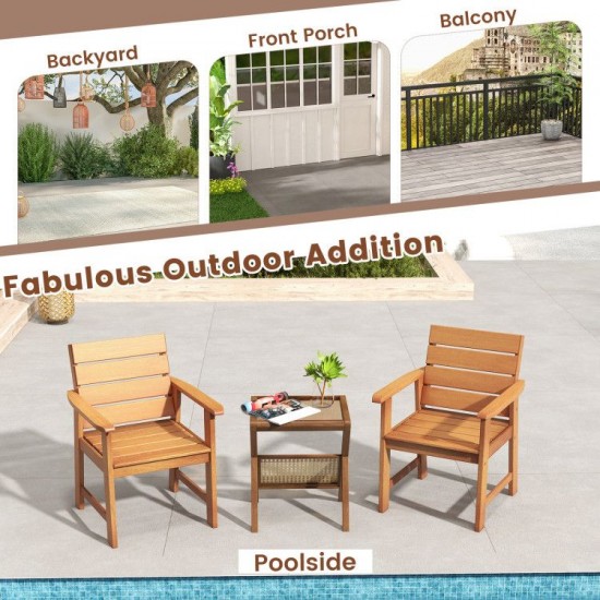 Honhorrs Pair of Hardwood Patio Armchairs, Slatted Seats and 102-Degree Backs with Crossbar Support
