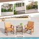 Honhorrs Pair of Hardwood Patio Armchairs, Slatted Seats and 102-Degree Backs with Crossbar Support