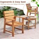 Honhorrs Pair of Hardwood Patio Armchairs, Slatted Seats and 102-Degree Backs with Crossbar Support