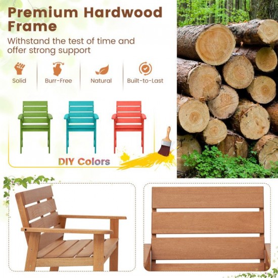 Honhorrs Pair of Hardwood Patio Armchairs, Slatted Seats and 102-Degree Backs with Crossbar Support