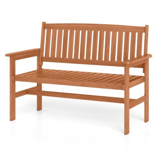 Owlyin Two-Person Solid-Wood Patio Loveseat, Curved Seat with Armrests and 530-Lb Total Load Rating