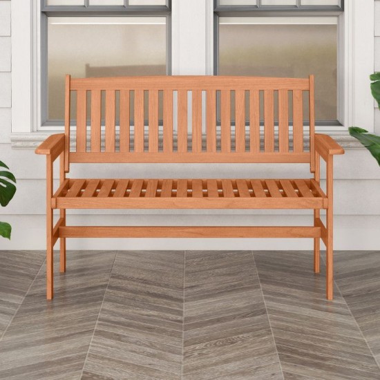 Owlyin Two-Person Solid-Wood Patio Loveseat, Curved Seat with Armrests and 530-Lb Total Load Rating