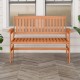 Owlyin Two-Person Solid-Wood Patio Loveseat, Curved Seat with Armrests and 530-Lb Total Load Rating