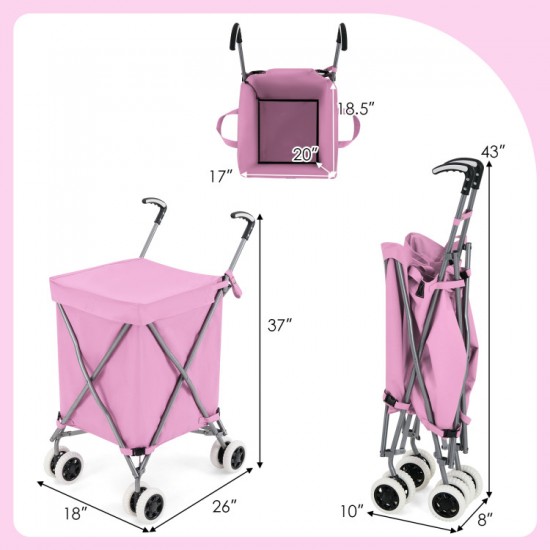 Honhorrs Folding 24-Gallon Utility Cart — Oxford Bag, Reinforced Steel Frame and Four Caster Wheels