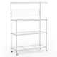 Honhorrs Four-Tier Rolling Baker's Rack, Adjustable Shelves with Four Hooks and Two Locking Wheels