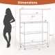 Honhorrs Four-Tier Rolling Baker's Rack, Adjustable Shelves with Four Hooks and Two Locking Wheels