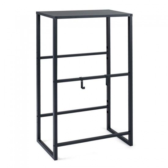 Honhorrs Four-Crate Drink Rack, Two Adjustable-Angle Storage Rails with Top Shelf and Hanging Hooks