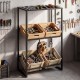 Honhorrs Four-Crate Drink Rack, Two Adjustable-Angle Storage Rails with Top Shelf and Hanging Hooks