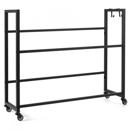 Honhorrs Rolling Six-Crate Beverage Rack, Two Adjustable Tilt Levels with Four Wheels and Side Hooks