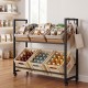 Honhorrs Rolling Six-Crate Beverage Rack, Two Adjustable Tilt Levels with Four Wheels and Side Hooks