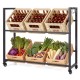 Honhorrs Rolling Six-Crate Beverage Rack, Two Adjustable Tilt Levels with Four Wheels and Side Hooks