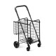 Honhorrs Folding Shopping Trolley, Twin Wire Baskets with Adjustable Handle and Swivel Front Wheels