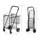 Honhorrs Folding Shopping Trolley, Twin Wire Baskets with Adjustable Handle and Swivel Front Wheels