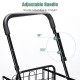 Honhorrs Folding Shopping Trolley, Twin Wire Baskets with Adjustable Handle and Swivel Front Wheels