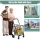 Honhorrs Folding Shopping Trolley, Twin Wire Baskets with Adjustable Handle and Swivel Front Wheels