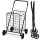 Honhorrs Folding Grocery and Laundry Cart, Steel Basket with Large Rear Wheels and Foam-Grip Handle