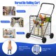 Honhorrs Folding Grocery and Laundry Cart, Steel Basket with Large Rear Wheels and Foam-Grip Handle