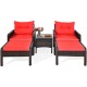 Honhorrs Five-Piece Patio Lounge Set, Wicker Chairs and Ottomans with Cushions and Glass Side Table
