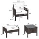 Honhorrs Five-Piece Patio Lounge Set, Wicker Chairs and Ottomans with Cushions and Glass Side Table
