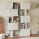 Warm White Sliding-Door Bookcase by Honhorrs — Five Staggered Display Tiers and Ribbed Door Fronts