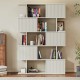 Warm White Sliding-Door Bookcase by Honhorrs — Five Staggered Display Tiers and Ribbed Door Fronts