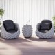 Honhorrs Oval Patio Side Table: Slate Top, Woven Rope Exterior, Aluminum Frame and Hidden Storage