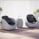 Honhorrs Oval Patio Side Table: Slate Top, Woven Rope Exterior, Aluminum Frame and Hidden Storage