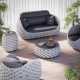 Honhorrs Oval Patio Side Table: Slate Top, Woven Rope Exterior, Aluminum Frame and Hidden Storage