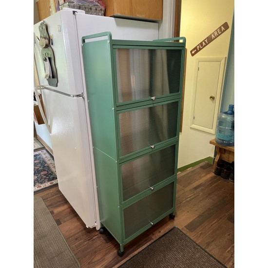 Honhorrs 5-Tier Kitchen Baker's Rack with Flip-Up Doors, Metal Frame, Wheels and Adjustable Feet