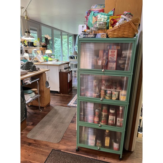 Honhorrs 5-Tier Kitchen Baker's Rack with Flip-Up Doors, Metal Frame, Wheels and Adjustable Feet