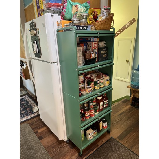 Honhorrs 5-Tier Kitchen Baker's Rack with Flip-Up Doors, Metal Frame, Wheels and Adjustable Feet