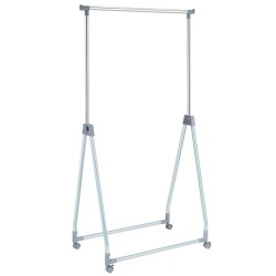Adjustable Folding Clothes Rack by XVX, Metal Hanging Rod, Triangular Base and Lockable Casters