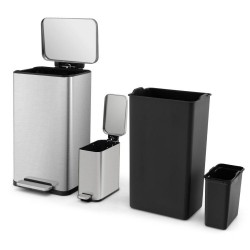 XVX Two Stainless Steel Step Bins, 10.5 and 1.6 Gallons with Soft-Close Lids and Inner Buckets