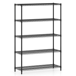 XVX Five-Tier Metal Rack, Adjustable V-Shaped Wire Shelves with Clip Assembly and Anti-Tip Kits