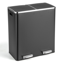 XVX 16-Gallon Dual Step Trash Can with Separate Removable Buckets and Slow-Closing Lids