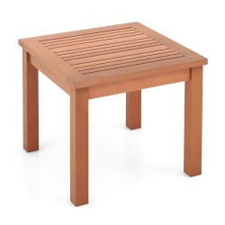 XVX 18-Inch Square Eucalyptus Patio Table, Slatted Top with Rounded Corners and Frame Braces