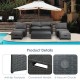 XVX Six-Piece Wicker Patio Lounge Set, Loveseat and Armless Seats with Two Ottomans and Table