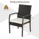 XVX Four PE Wicker Patio Dining Armchairs, Cushioned Sixteen-Inch Seats with Adjustable Feet