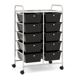 XVX 10-Drawer Rolling Storage Cart with Mesh Top Platform, Metal Frame and Lockable Wheels