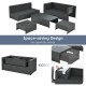 XVX Six-Piece Wicker Patio Lounge Set, Loveseat and Armless Seats with Two Ottomans and Table