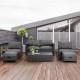 XVX Six-Piece Wicker Patio Lounge Set, Loveseat and Armless Seats with Two Ottomans and Table
