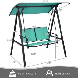XVX Two-Person Canopy Swing, Steel Frame and High-Back Seat with Adjustable Polyester Sunshade