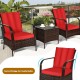 XVX Three-Piece Wicker Patio Conversation Set, Cushioned Seats and Tempered Glass Coffee Table