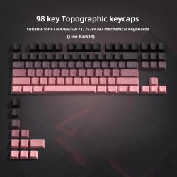 XVX Pink-Grey Topographic Keycaps, 98-Key Side-Printed Cherry Set with Backlit Contour Lines