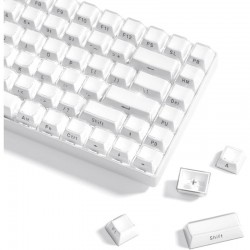 XVX White Crystal Jelly Keycaps, 113-Piece Side-Printed OEM Set for MX-Style Mechanical Switches